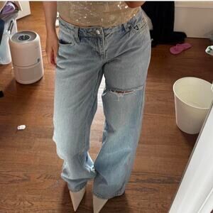 PacSun Eco Light Indigo Glitter Low Rise Baggy Jeans
